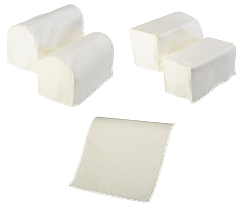 Cotton Arm Caps & Chair Backs Set with Lace Style Trim (Cream)