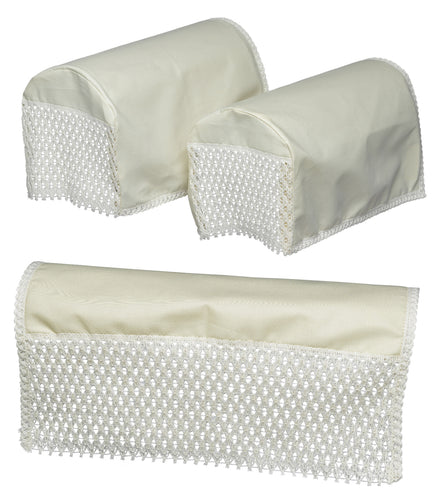 Cotton Round Arm Caps & Chair Backs Set with Lace Trim