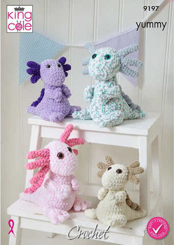 King Cole Crochet Pattern for Axolotls Stuffed Toys 9197