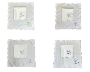 Embroidered Sprig Design Table Napkins 18" x 18" (4 Colours)