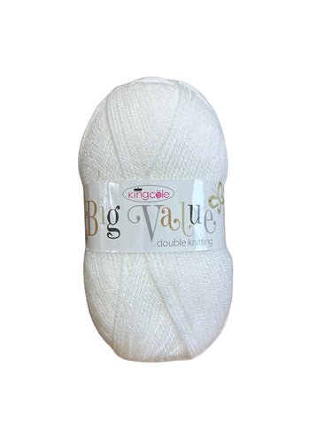King Cole Big Value DK Double Knitting Wool 100g - White Shade 1
