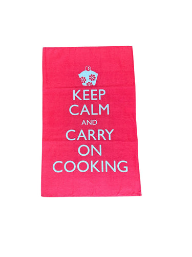 “Keep Calm and Carry On Cooking” Cotton Tea Towel