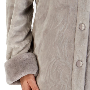 Slenderella Button Front Dressing Gown with Faux Fur Collar (4 Colours)