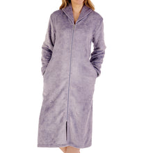 Load image into Gallery viewer, Slenderella Ladies Embossed Fleece Zip Up Dressing Gown (4 Colours)