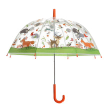 Load image into Gallery viewer, Fallen Fruits Kids Transparent Umbrella with Forest Animals