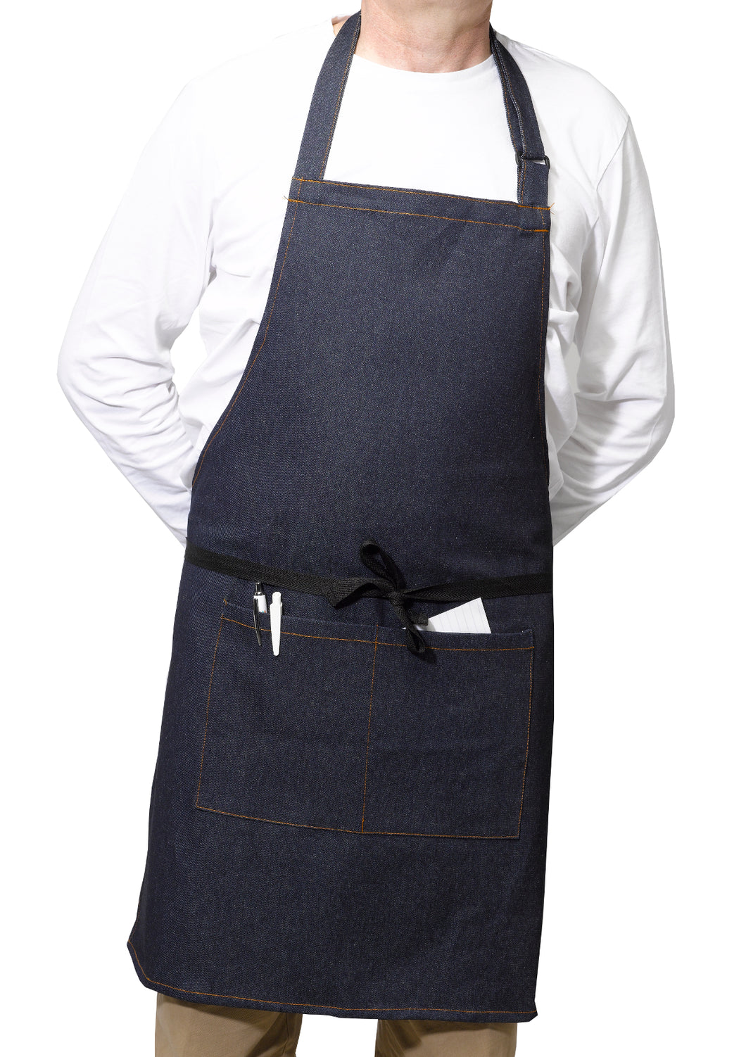 Blue Denim 100% Cotton Bib Apron With Split Pocket 27