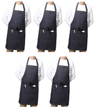 Load image into Gallery viewer, Blue Denim 100% Cotton Bib Apron With Split Pocket 27&quot; x 31&quot; (Pack of 1 or 5)