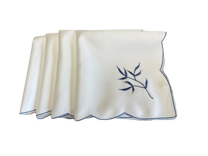 Embroidered Sprig Design Table Napkins 18" x 18" (4 Colours)