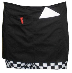 Black Short Apron With Split Pocket  27.5" Wide x 14" Long (Pack of 1 or 5)