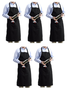 Black Full Apron With Pocket Professional Chefs (Pack of 1 or 5)