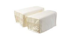 Load image into Gallery viewer, Cotton Arm Caps &amp; Chair Backs Set with Lace Trim (Cream)