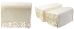 Cotton Arm Caps & Chair Backs Set with Lace Trim (Cream)