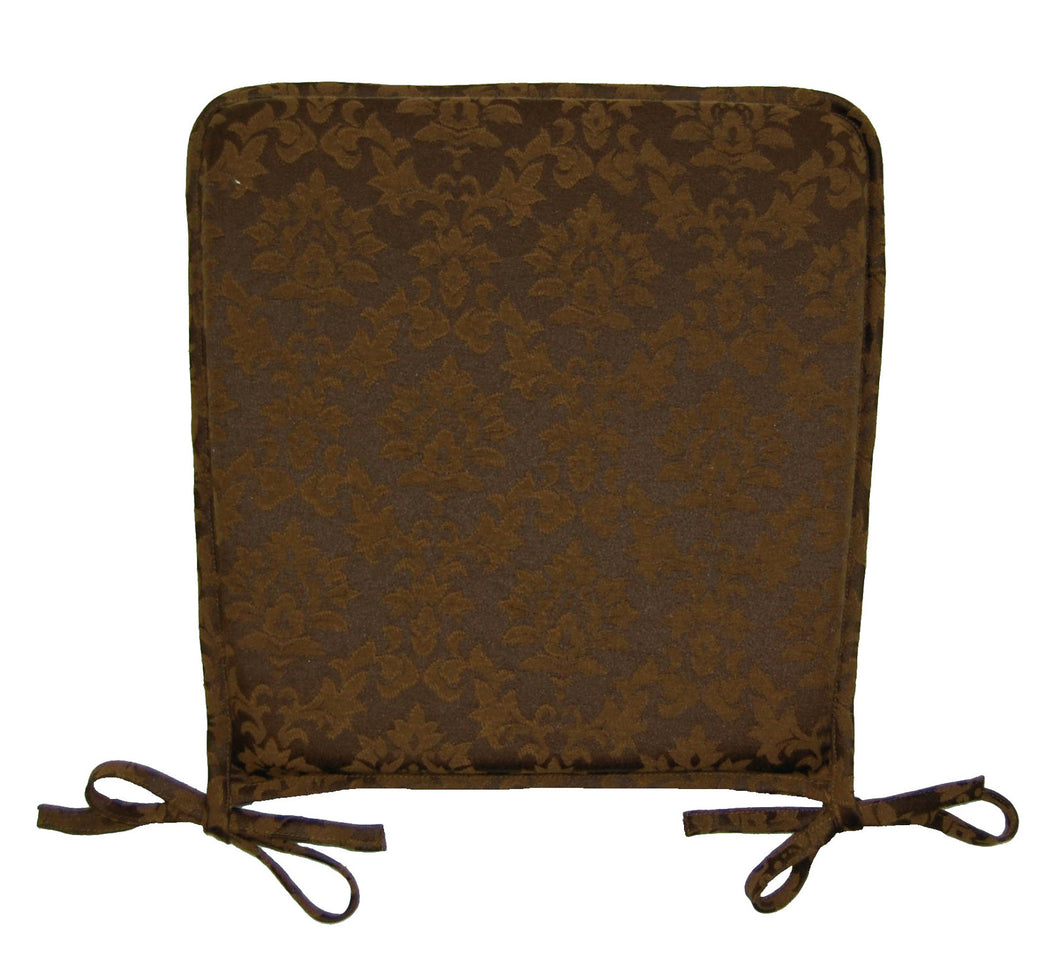 Damask Brown Square Seat Cushions 14.5