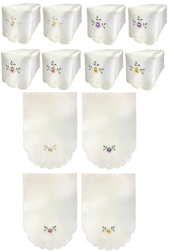 Flora Cream Embroidered Flower Arm Caps or Chair Back (4 Colours)