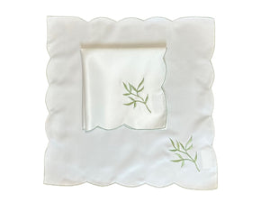 Embroidered Sprig Design Table Napkins 18" x 18" (4 Colours)