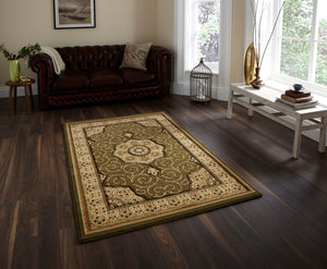 Heritage Traditional Floral & Swirl Pattern Rug (Various Colours & Sizes)