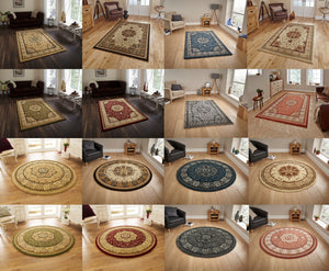 Heritage Traditional Floral & Swirl Pattern Rug (Various Colours & Sizes)