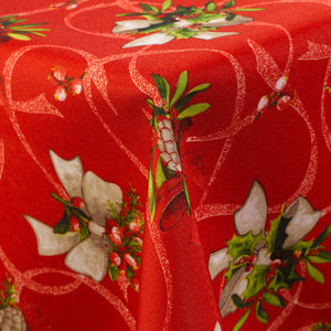 Christmas Holly & Bow Pattern Table Cloth - 2 Sizes