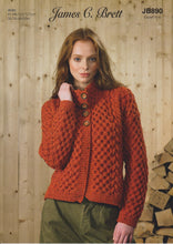 Load image into Gallery viewer, James Brett Aran Knitting Pattern Womens Cardigan Expert Knit (JB890)