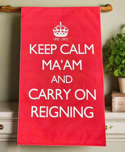 Vintage Diamond Jubilee Tea Towel - Keep Calm Ma'am And Carry On Reigning