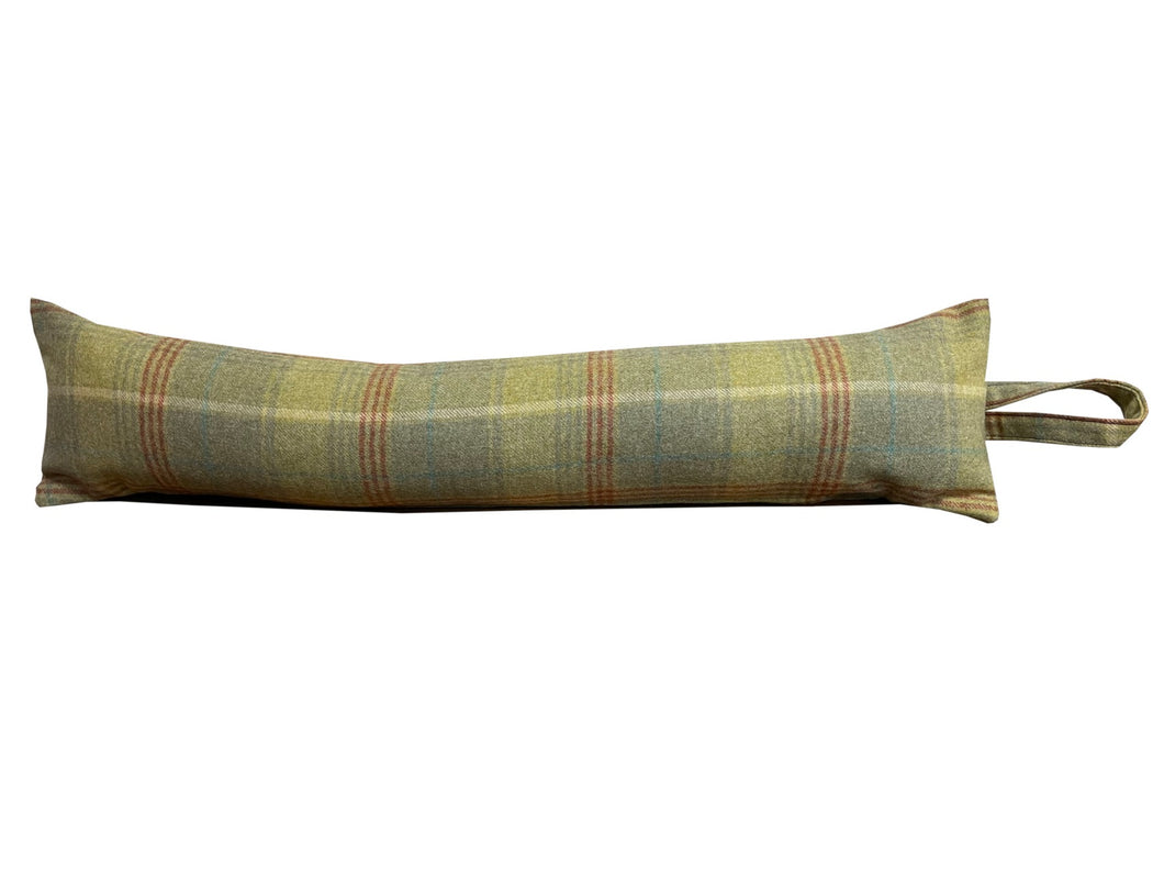 Green Blue & Red Check Wool 3ft Draught Excluder