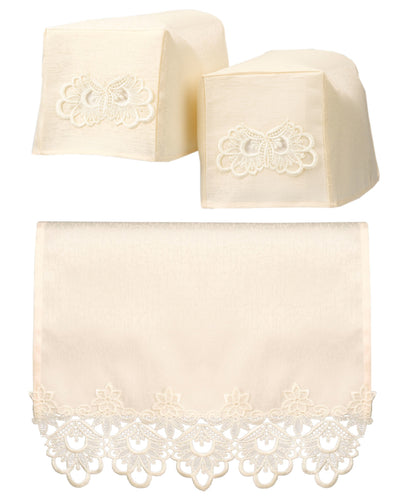 Lucinda Cream Lace Effect Square Arm Caps & Chair Backs