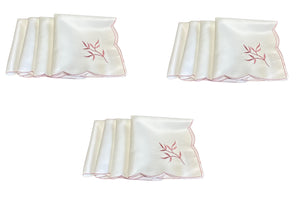 Embroidered Sprig Design Table Napkins 18" x 18" (4 Colours)