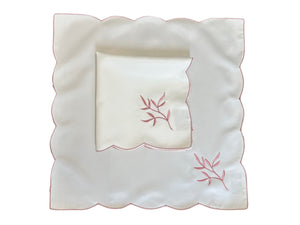 Embroidered Sprig Design Table Napkins 18" x 18" (4 Colours)