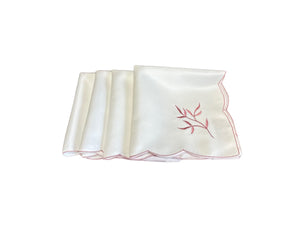 Embroidered Sprig Design Table Napkins 18" x 18" (4 Colours)