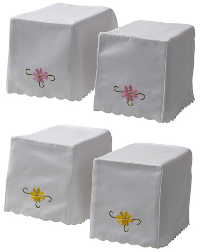 Satin Feel Embroidered Flower Square Arm Caps (Pink or Yellow)