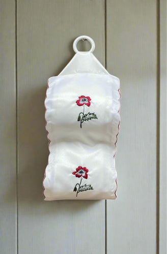 Poppy Embroidered Fabric Hanging Toilet Roll Holder