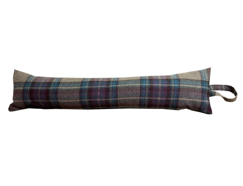 Purple Blue & Grey Check Wool 3ft Draught Excluder