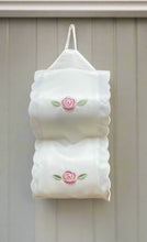 Load image into Gallery viewer, Rose Embroidered Fabric Hanging Toilet Roll Holder