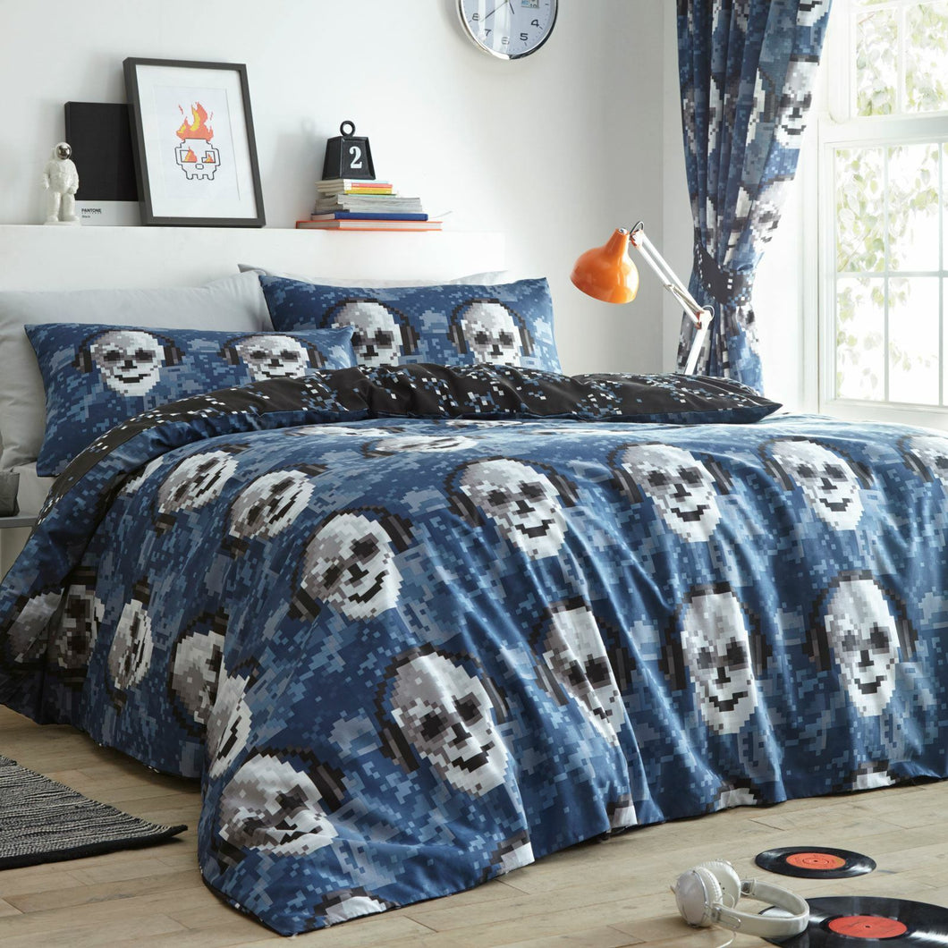 Double Duvet Set Pixel Skull