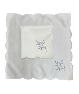 Embroidered Sprig Design Table Napkins 18" x 18" (4 Colours)