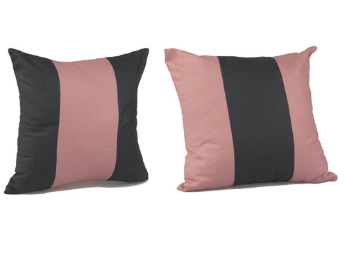 Navy & Pink Striped Cushion Cover