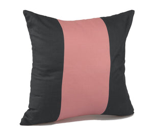 Navy & Pink Striped Cushion Cover