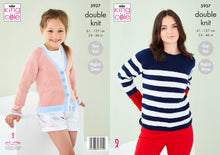 Load image into Gallery viewer, King Cole DK Knitting Pattern - Ladies &amp; Girls Sweater &amp; Cardigan (5937)