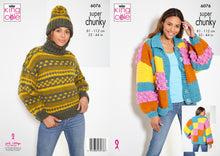 Load image into Gallery viewer, King Cole Super Chunky Knitting Pattern – Women’s Cardigan, Sweater &amp; Hat (6076)