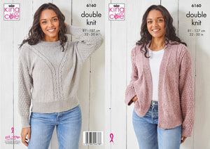 King Cole Double Knitting Pattern - Ladies Cardigan & Sweater (6160)