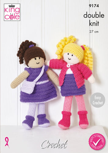 King Cole Amigurumi Crochet Dolls Double Knit Pattern (9174)