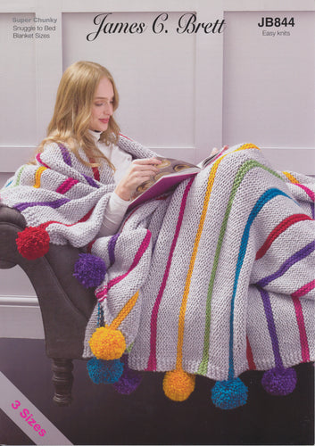 James Brett Super Chunky Knitting Pattern - Throws (JB844)