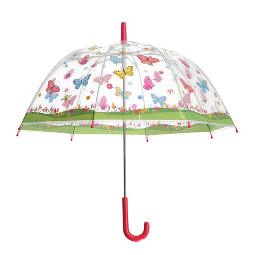 Fallen Fruits Kids Transparent Umbrella with Multi-Coloured Butterfly Design