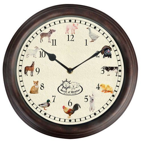 Fallen Fruits Farm Yard Animal Chiming Wall Clock (Hourly Sounds)