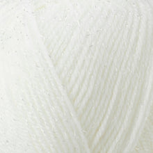 Load image into Gallery viewer, https://images.esellerpro.com/2278/I/117/320/baby-shimmer-double-knitting-4-ply-wool-yarn-james-brett-white-bys4-swatch.jpg