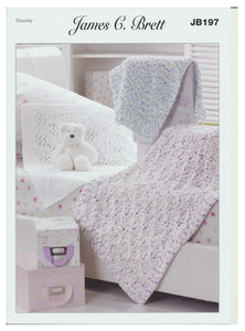 James C. Brett Knitting Pattern Children's Blankets in Flutterby Chunky JB197