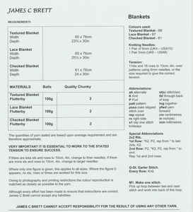 James C. Brett Knitting Pattern Children's Blankets in Flutterby Chunky JB197