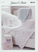 Load image into Gallery viewer, James C. Brett Knitting Pattern Children&#39;s Blankets in Flutterby Chunky JB197